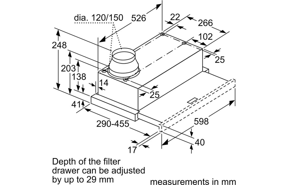 Bosch Series 2 DFM063W56B 60cm Telescopic Hood - Metallic Silver