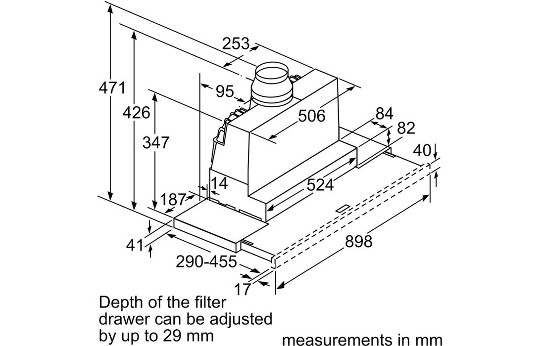 Bosch Series 4 DFS097A51B 90cm Telescopic Hood - Metallic Silver