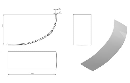 1500mm Offset Corner Bath Panel