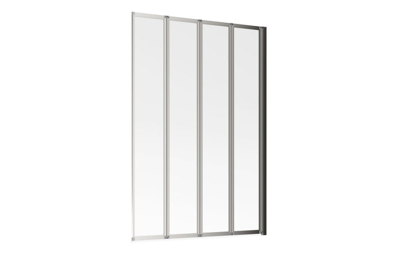 815x1400mm Framed Four Fold Bath Screen (6mm) - Chrome