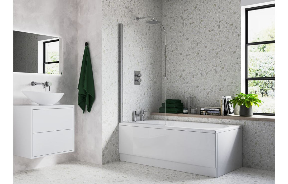 800x1400mm Radius Bath Screen (6mm) - Chrome