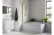 800x1400mm Square Bath Screen (6mm) - Brushed Brass