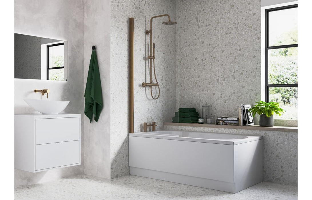 800x1500mm Single Straight Bath Screen (6mm) - Brushed Bronze
