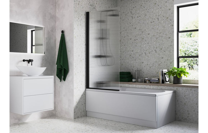 Fluted 800x1500mm Single Straight Bath Screen (5mm)