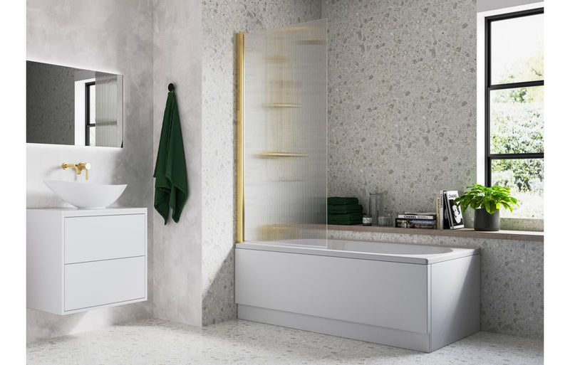 Fluted 800x1500mm Single Straight Bath Screen (5mm)