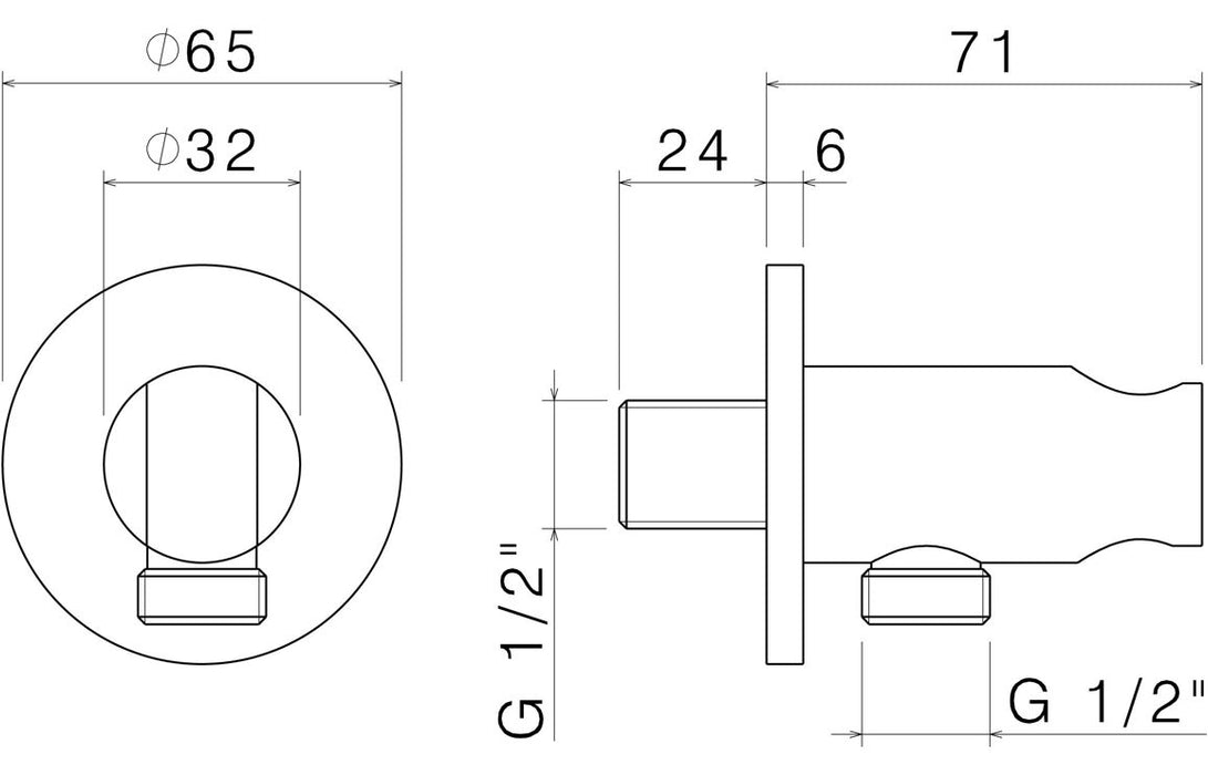 Vema Tiber Handset Wall Bracket & Outlet - Brushed Brass