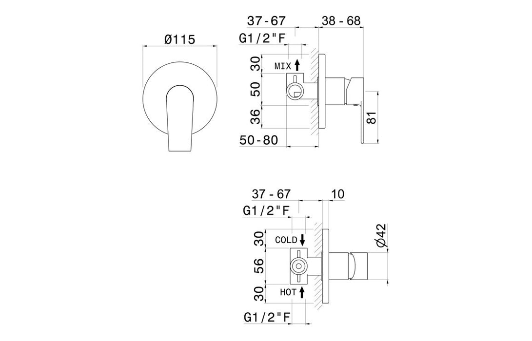 Vema Timea Chrome Single Outlet Shower Mixer