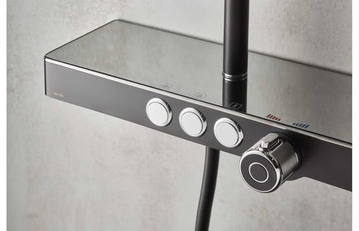 Vema Thermostatic Shower Column w/Fixed Head, Riser, Shelf & Foot Wash - White/Chrome