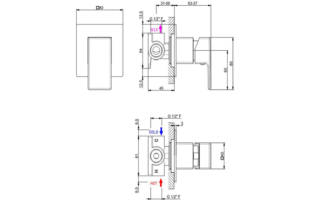 Vema Lys Concealed Single Outlet Shower Mixer