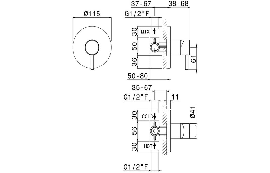 Vema Maira Concealed Single Outlet Shower Mixer