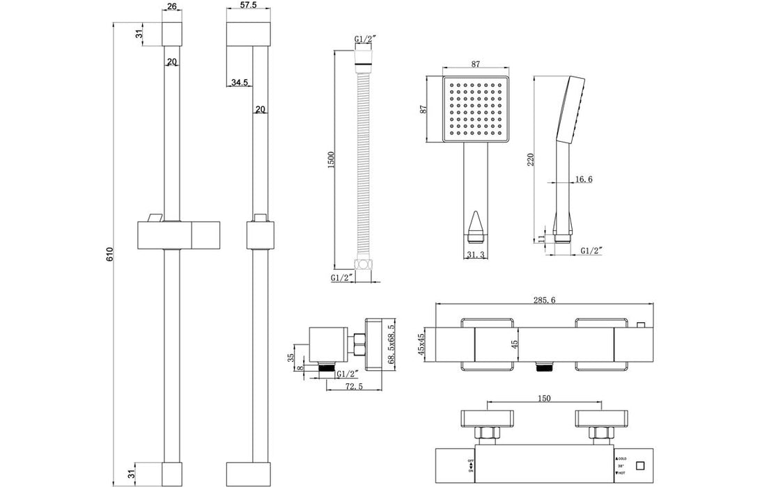 Orion Cool-Touch Thermostatic Bar Mixer Shower - Chrome