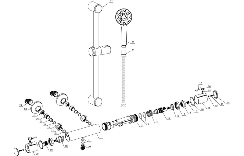 Gaia Cool-Touch Thermostatic Bar Mixer Shower - Chrome
