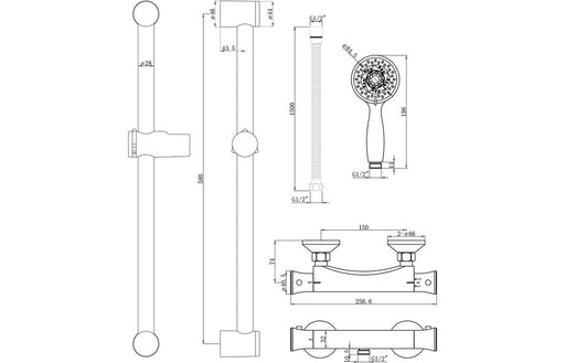 Gaela Low Pressure Thermostatic Bar Mixer Shower - Chrome
