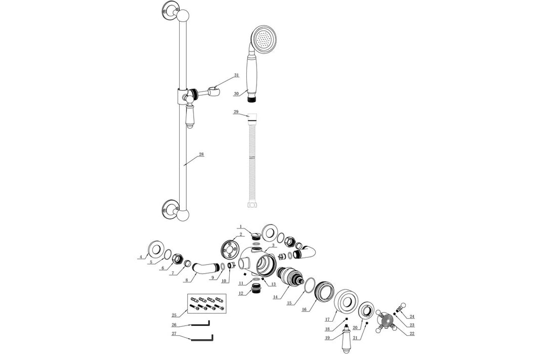 Carrick Concentric Single Outlet Shower Valve & Riser Kit Pack 1 - Chrome