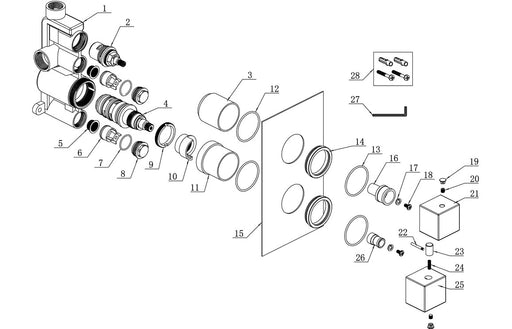 Eclipse Thermostatic Single Outlet Twin Shower Valve - Brushed Bronze