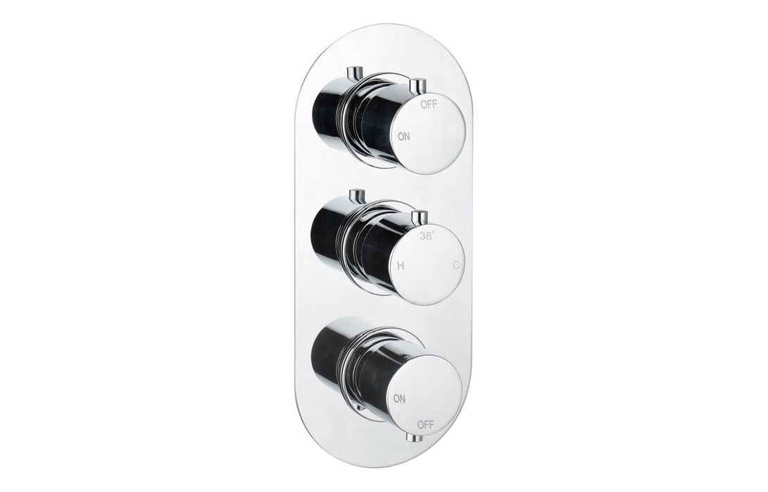 Seren Thermostatic Two Outlet Triple Shower Valve - Chrome