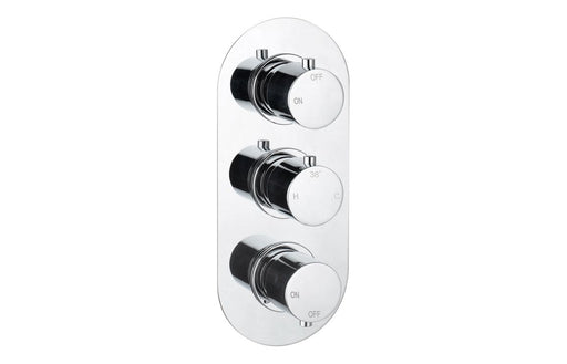 Seren Thermostatic Two Outlet Triple Shower Valve - Chrome