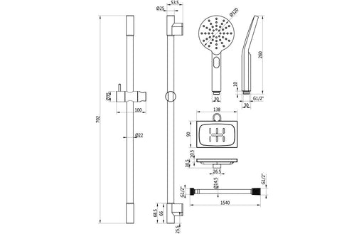 Seren Round Push Button Shower Kit