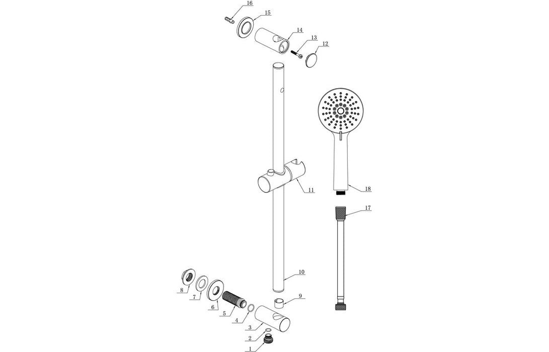Seren Round Riser Rail Kit w/Elbow & 3 Mode Handset - Chrome