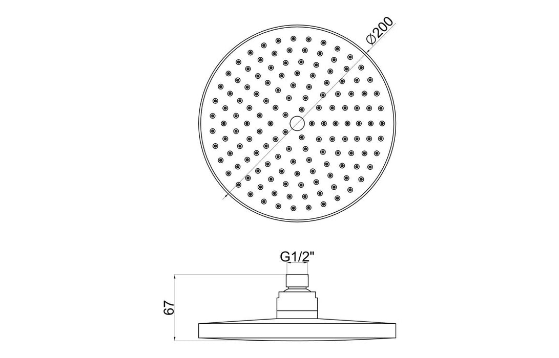 Seren 200mm Round Showerhead - Chrome