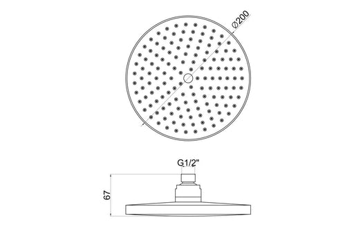Seren 200mm Round Showerhead - Chrome