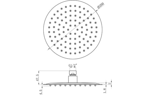 Seren 200mm Round Ultraslim Showerhead - Chrome