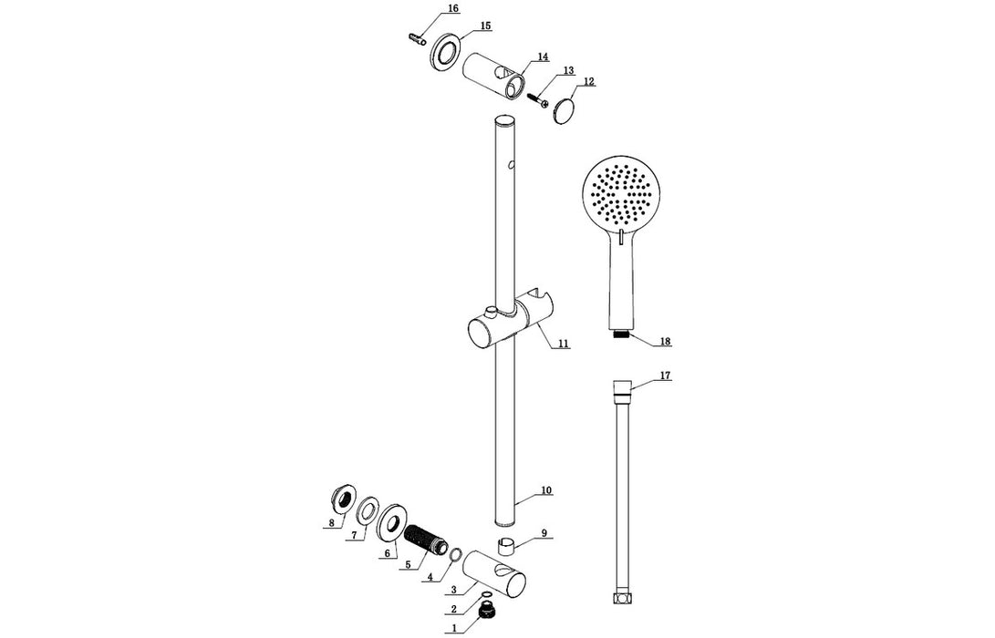 Seren Round Riser Rail Kit w/Elbow & 3 Mode Handset - Brushed Brass
