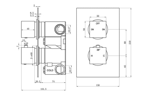 Square Concealed Valve Head & Arm Shower Pack