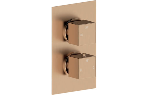 Eclipse Thermostatic Single Outlet Twin Shower Valve - Brushed Bronze
