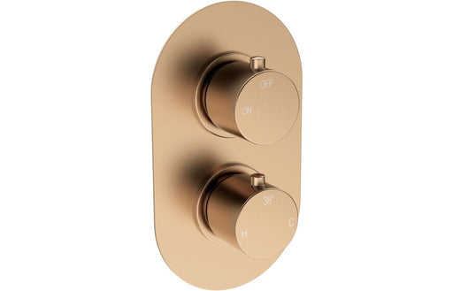 Seren Thermostatic Single Outlet Twin Shower Valve - Brushed Bronze