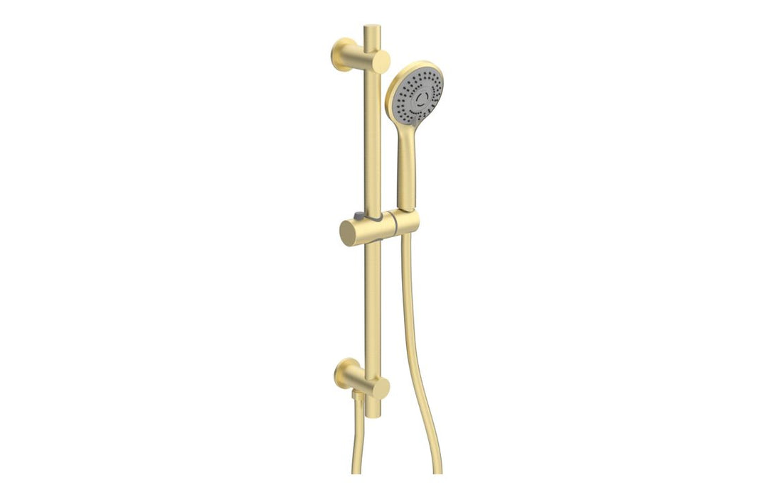 Seren Round Riser Rail Kit w/Elbow & 3 Mode Handset - Brushed Brass