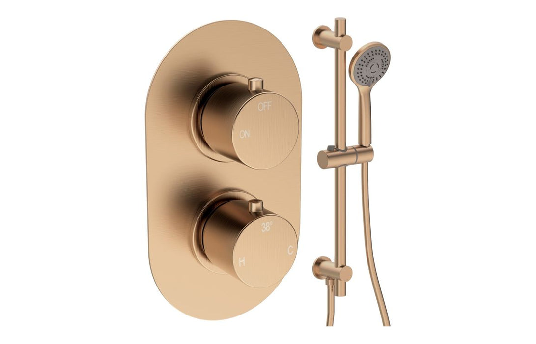 Seren Round Shower Valve & Kit Pack 2 - Brushed Bronze