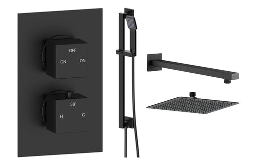 Eclipse Square Shower Valve & Kit Pack 3 - Matt Black