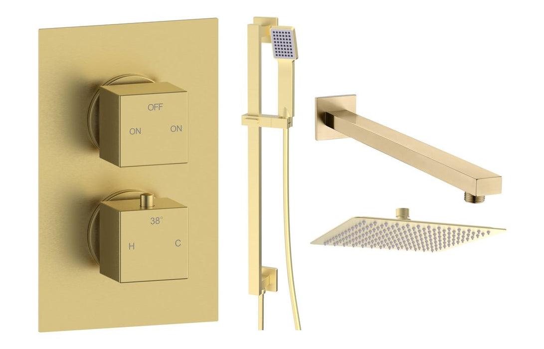 Eclipse Square Shower Valve & Kit Pack 3 - Brushed Brass