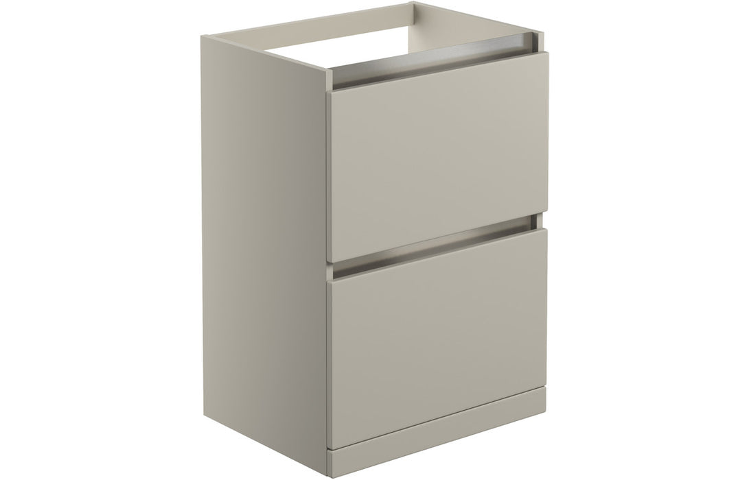 Milano 600mm 2 Drawer Floor Standing Basin Unit (No Top) - Matt Latte