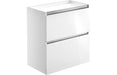 Milano 800mm 2 Drawer Floor Standing Basin Unit (No Top) - White Gloss