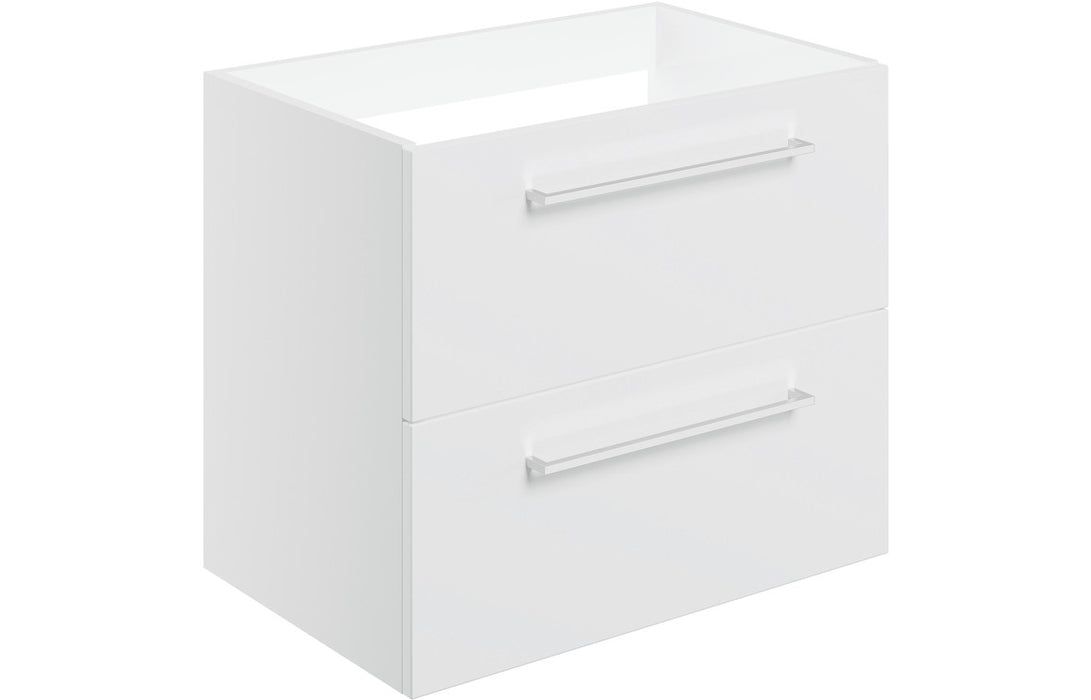 Pulse 590mm Wall Hung 2 Drawer Basin Unit (No Top) - White Gloss