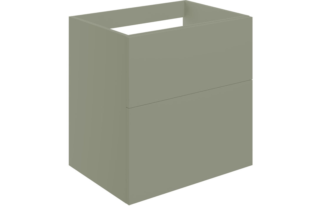 Accent 590mm Wall Hung 2 Drawer Basin Unit (No Top) - Matt Olive Green