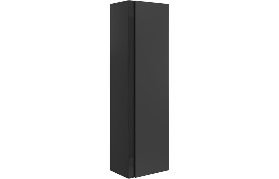 Dualis 350mm Wall Hung 1 Door Tall Unit - Matt Black & Glass