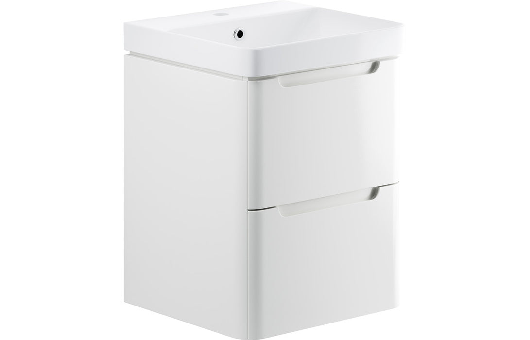Lavena 500mm 2 Drawer Wall Hung Cloakroom Basin Unit - White Gloss
