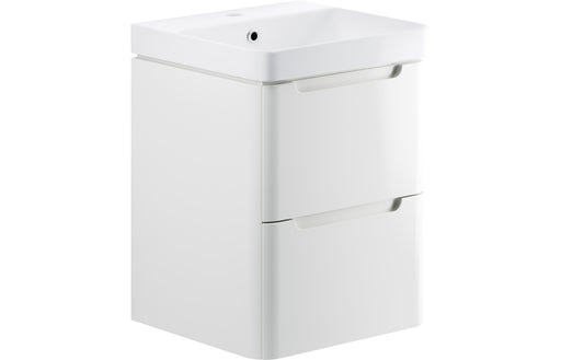Lavena 500mm 2 Drawer Wall Hung Cloakroom Basin Unit - White Gloss
