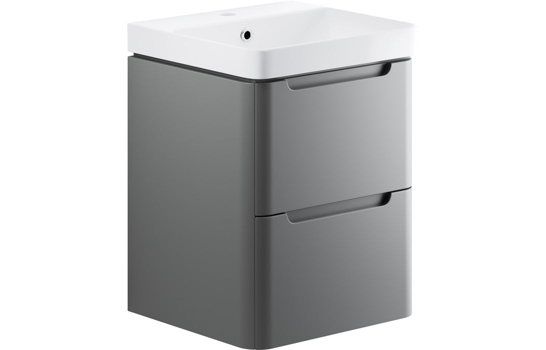 Lavena 500mm 2 Drawer Wall Hung Cloakroom Basin Unit - Matt Grey