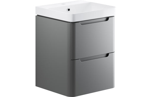 Lavena 500mm 2 Drawer Wall Hung Cloakroom Basin Unit - Matt Grey