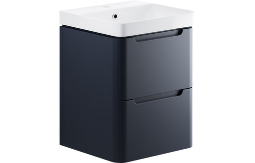 Lavena 500mm 2 Drawer Wall Hung Cloakroom Basin Unit - Matt Indigo