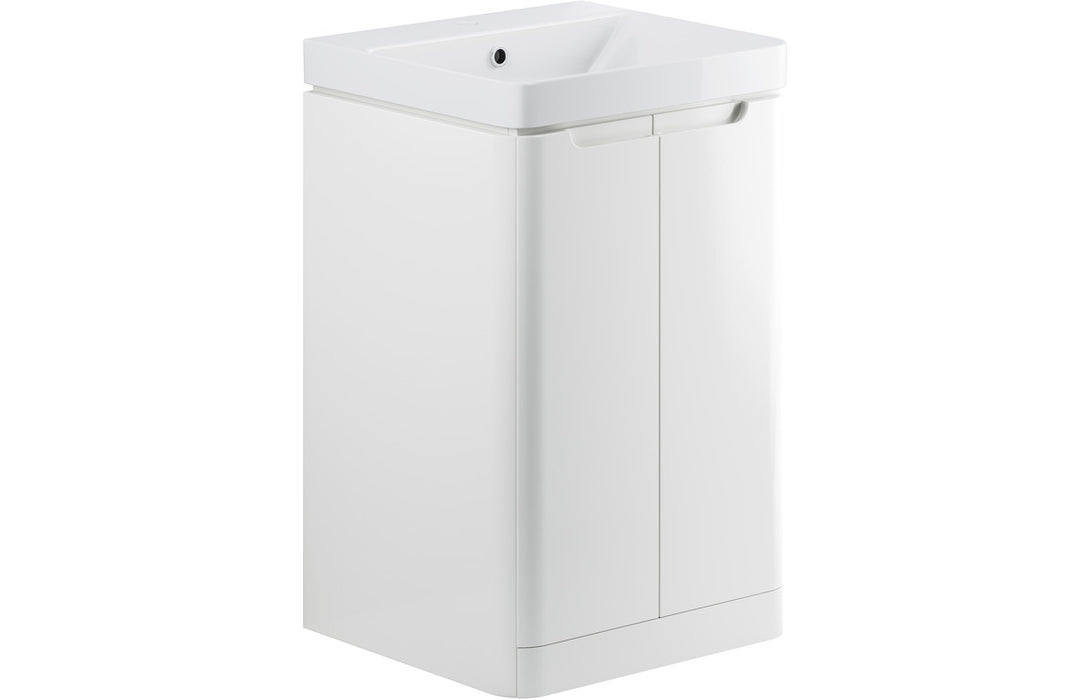 Lavena 500mm 2 Door Floor Standing Cloakroom Basin Unit - White Gloss