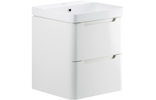 Lavena 605mm 2 Drawer Wall Hung Basin Unit - White Gloss