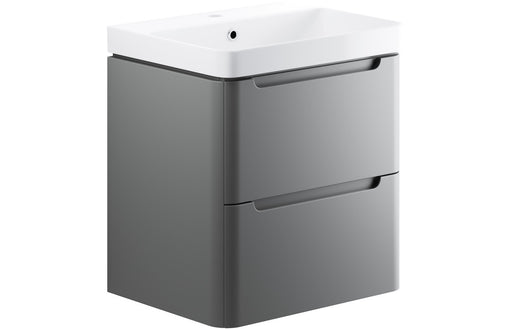 Lavena 605mm 2 Drawer Wall Hung Basin Unit - Matt Grey