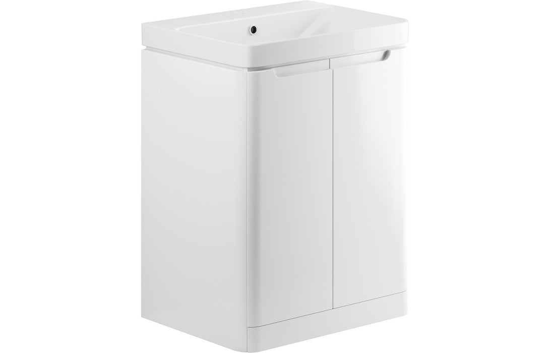 Lavena 605mm 2 Door Floor Standing Basin Unit - White Gloss