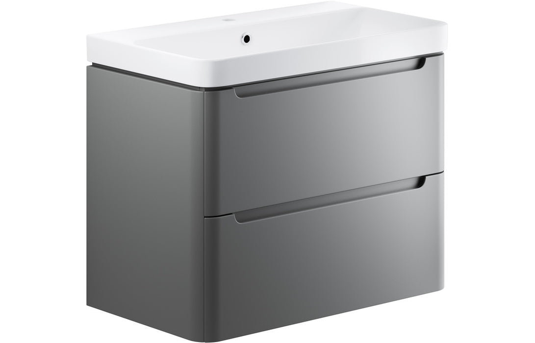 Lavena 805mm 2 Drawer Wall Hung Basin Unit - Matt Grey