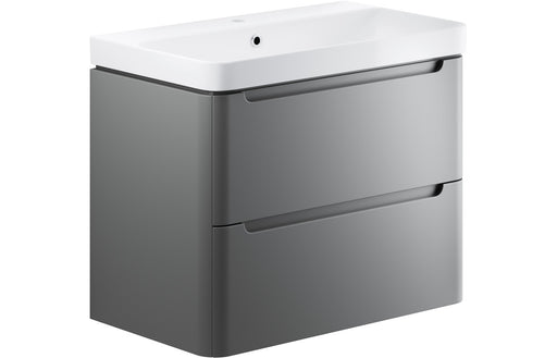 Lavena 805mm 2 Drawer Wall Hung Basin Unit - Matt Grey